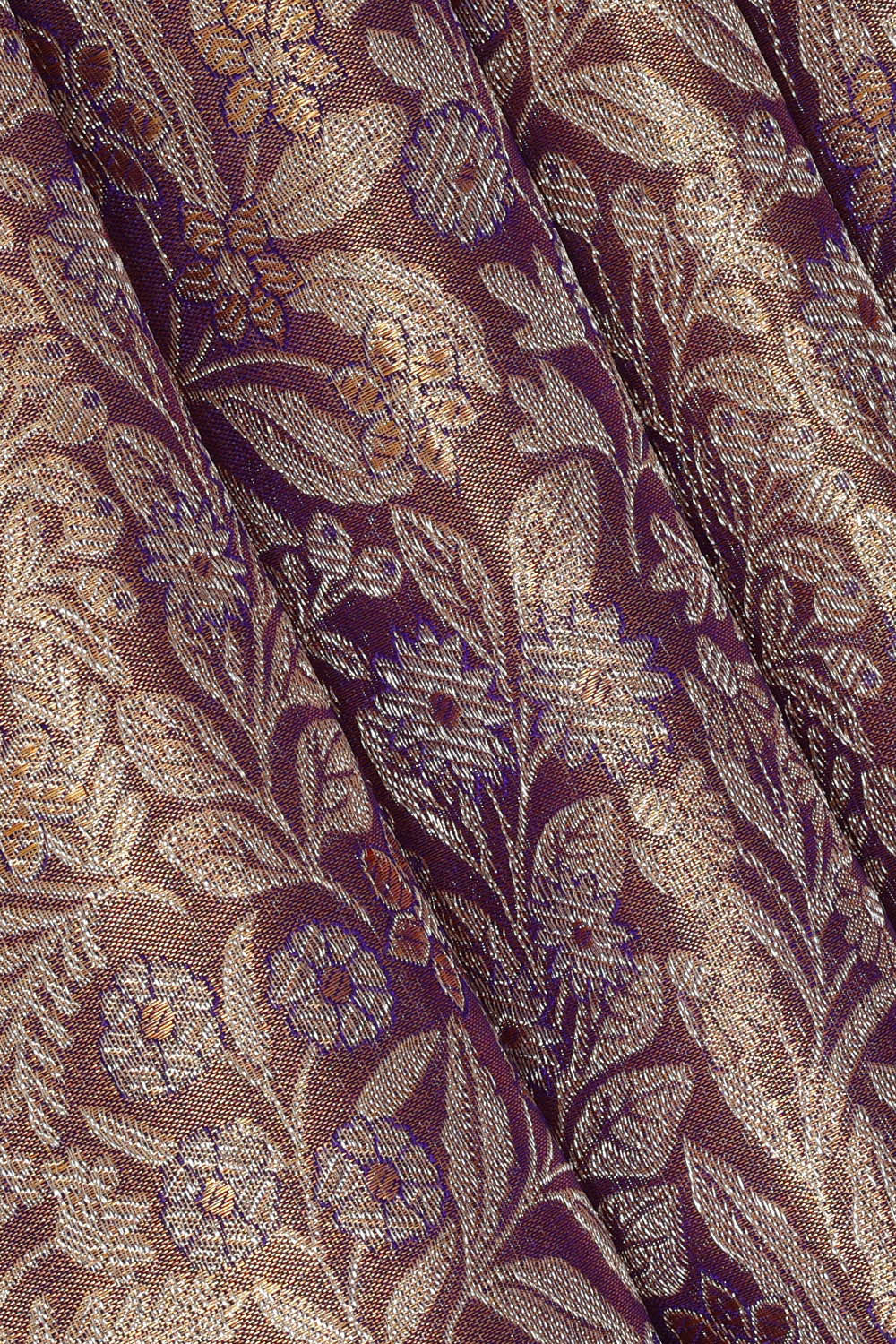 Image of Kanchipattu Golden Violet Blue Tissue Brocade Saree